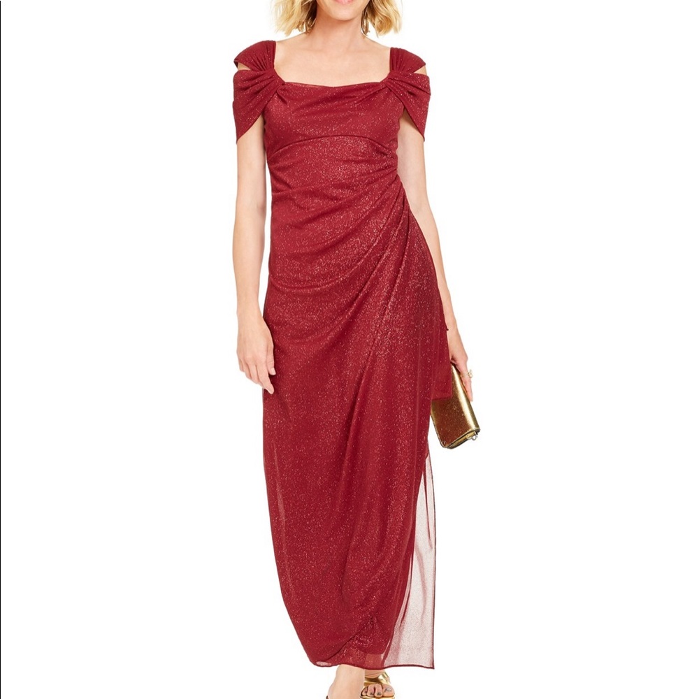 Long sparkly red gown